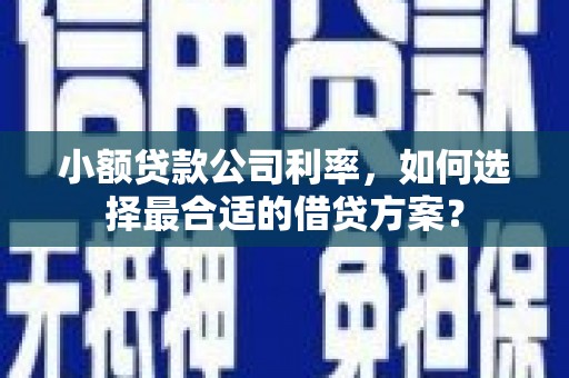 花山小额贷款公司利率，如何选择最合适的借贷方案？