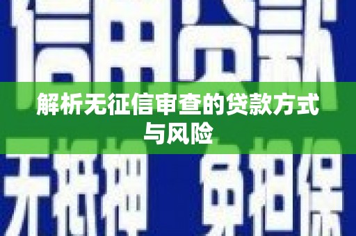 花山解析无征信审查的贷款方式与风险